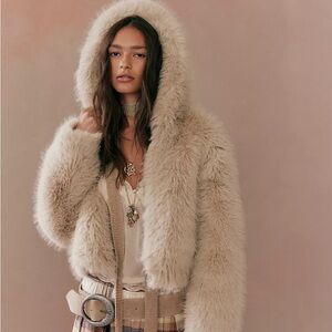 Free People Louder Please Faux Fur Jacket